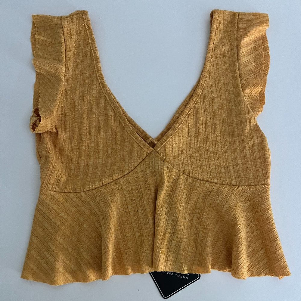 yellow, crop, flowy Zaful top